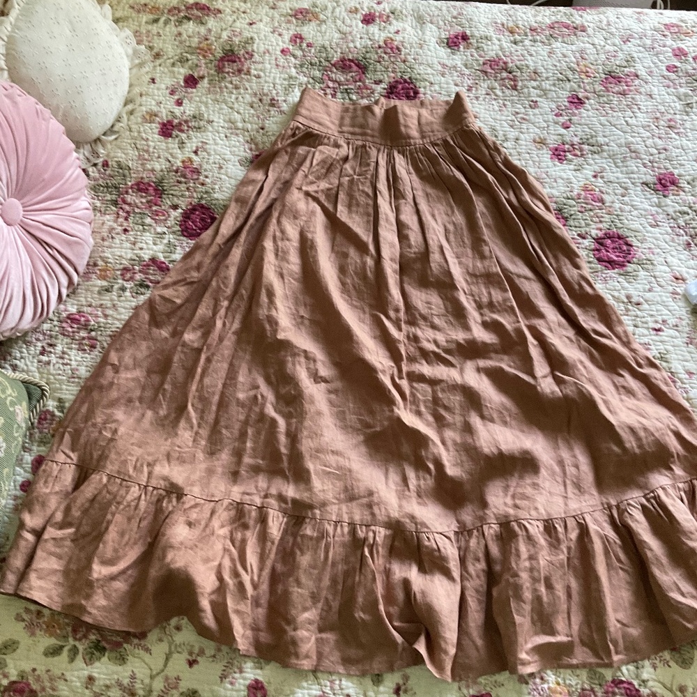 Son de Flor Style Brown Linen Skirt, size XS